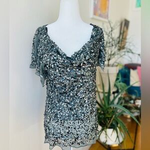 Adrianna Papell sequin blouse with silk lining, L